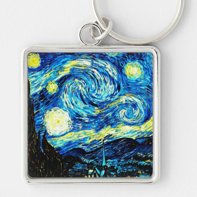 Porte-clés Van Gogh - Starry Night, célèbre peinture, (Devant)