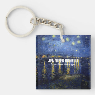 Porte-clés Van Gogh Starry Night Painting Ajouter Votre Nom