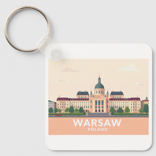 Porte-clés Varsovie Pologne Le Château Royal Pastel Voyage (Recto)