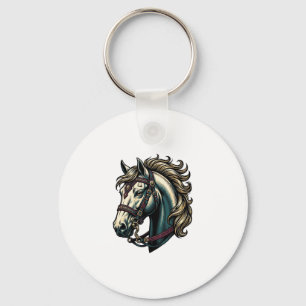 Porte-clés Vecteur de tête de cheval de gravure vintage