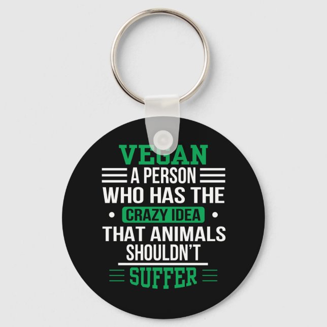Porte-clés Vegan Crazy Idea Animaux ne devraient pas souffrir (Recto)