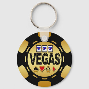 PORTE-CLÉS VÉGAS GOLD ET NOIR POKER CHIP