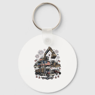Porte-clés Véhicules de construction patriotiques T-shirt vin