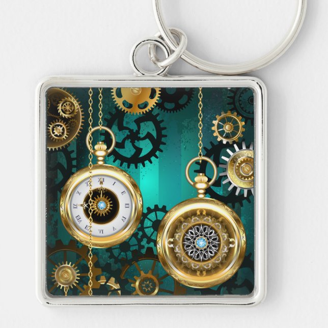 Porte-clés Veille bijoux Steampunk sur un Arrière - plan vert (Devant)