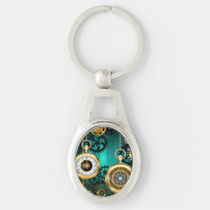 Porte-clés Veille bijoux Steampunk sur un Arrière - plan vert