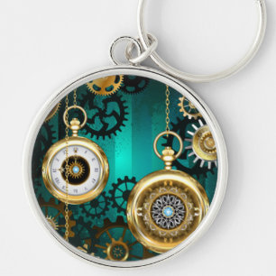 Porte-clés Veille bijoux Steampunk sur un Arrière - plan vert