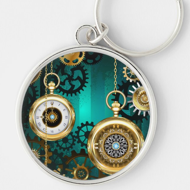 Porte-clés Veille bijoux Steampunk sur un Arrière - plan vert (Devant)