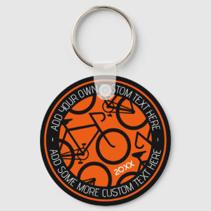 Porte-clés Vélo texte personnalisé orange et noir