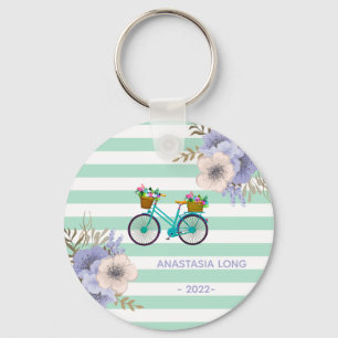 Porte-clés Vélos Fleurs Bleues Modernes