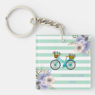 Porte-clés Vélos Fleurs Bleues Modernes