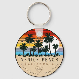 Porte-clés Venice Beach Californie Rétro Palmiers Souvenir