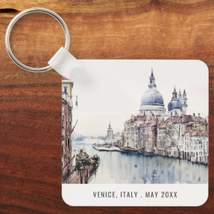 Porte-clés Venise Italie Canaux Aquarelle Voyage italien