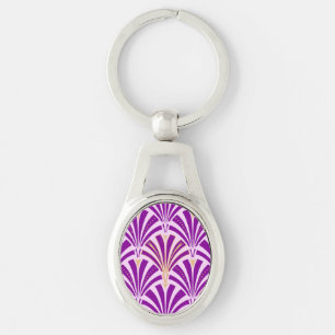 Porte-clés Ventilateur Art Déco motif - violet et orchidée
