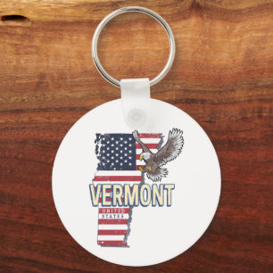 Porte-clés Vermont États-Unis Retro State Carte Vintage États