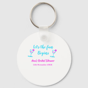 Porte-clés Verre à vigne rose bleu enterrement de vie de jeun