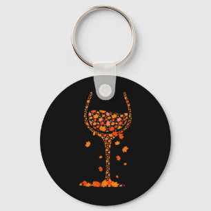 Porte-clés Verre De Vin Feuille D'Érable Automne Automne Chau