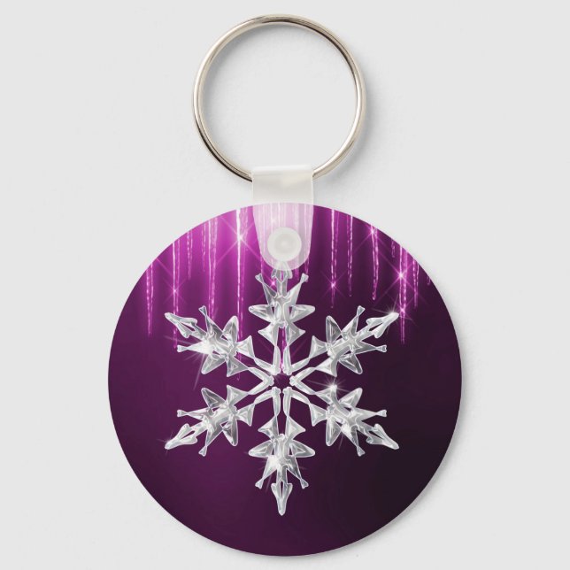Porte-clés Verre d'hiver Noël Flocon de neige (Recto)