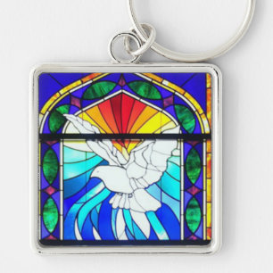 Porte-clés Verre tendu Confirmation Saint-Esprit colombe