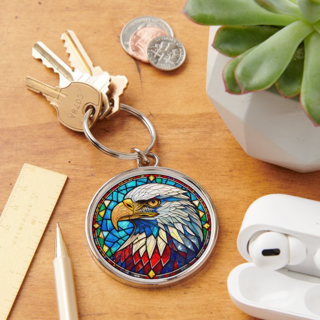 Porte-clés Verre tendu d'aigle patriotique (Bureau)