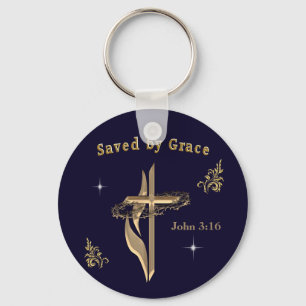 Porte-clés Verset biblique sauvé par Grace