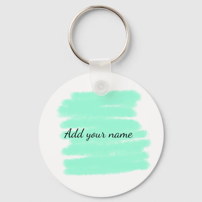 Porte-clés Vert aquarelle ajouter nom message texte lancer (Recto)