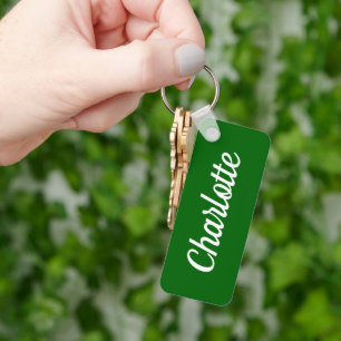 Porte-clés Vert émeraude et blanc nom personnalisé