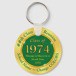 Porte-clés Vert et or bon marché, Classe de 1974, Favors