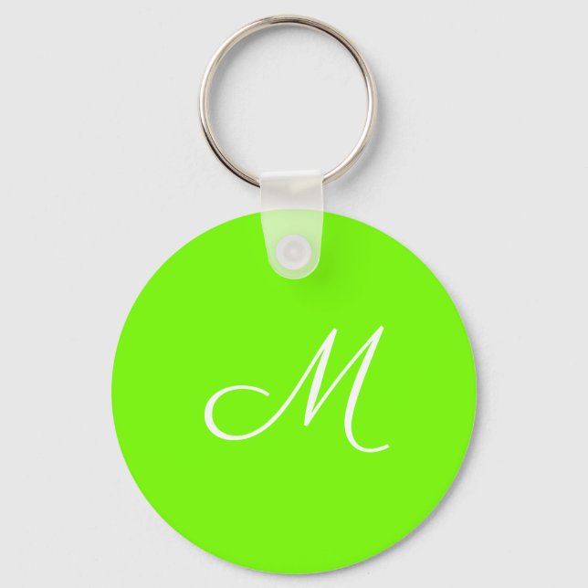 Porte-clés vert fluorescent - monogrammé (Recto)