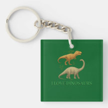 Porte-clés vert - J'aime les dinosaures