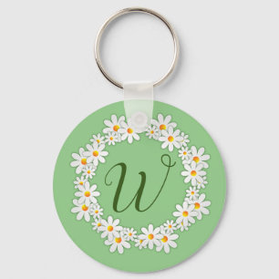 Porte-clés vert monogrammé Daisy