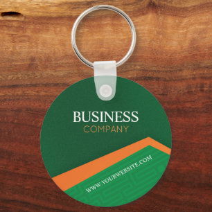 Porte-clés Vert professionnel avec rayure orange Entreprise