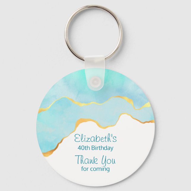 Porte-clés Vert tropical paisible avec Merci frontière or (Recto)