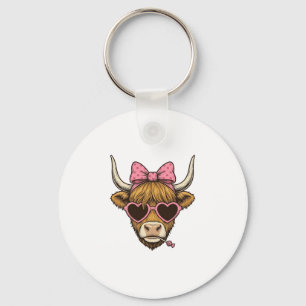 Porte-clés Vêtement Rétro Lunettes Cœur Vache Highland Mignon
