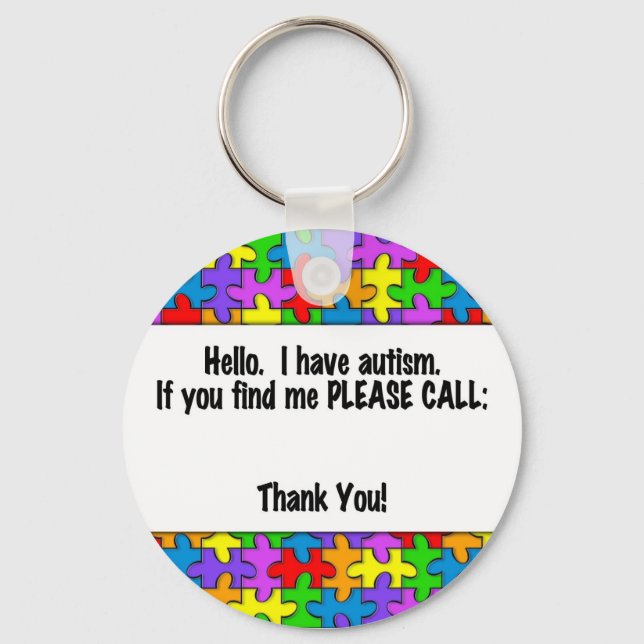 Porte-clés Veuillez appeler la balise Autism ID (Recto)