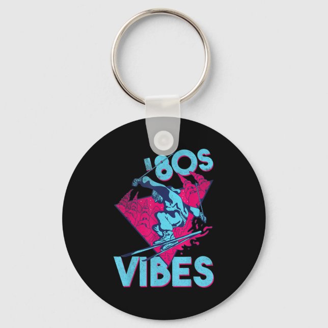 Porte-clés Vibes des années 80, Ski Vintage des années 80 (Recto)