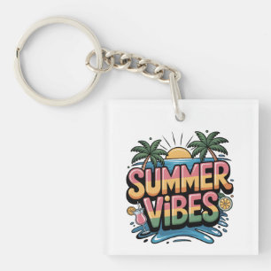 Porte-clés Vibes d'été Plage tropicale