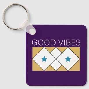 Porte-clés Vibes positives rafraîchissant design-Noir