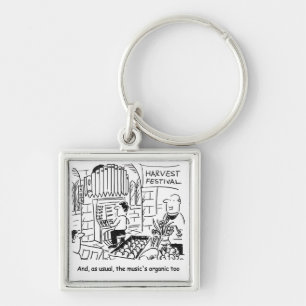 Porte-clés Vicar au Church Harvest Festival. Dessin drôle