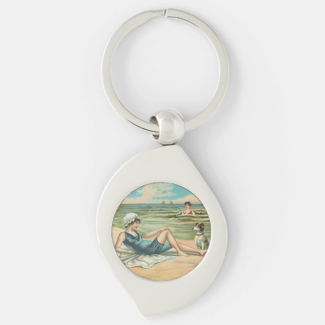 Porte-clés Victorian Beach Swim Girl Ocean Summer Vacances (Devant)