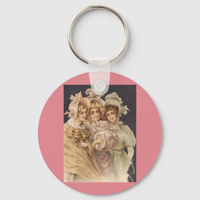 Porte-clés Victorian Ladies Pink Vintage Noël Porte - clé (Recto)