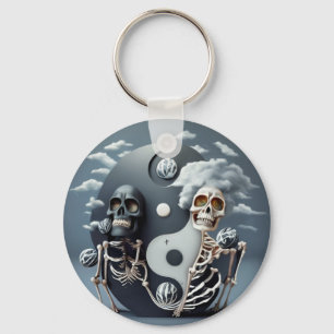 Porte-clés Vie et mort, Halloween YinYang Skeleton