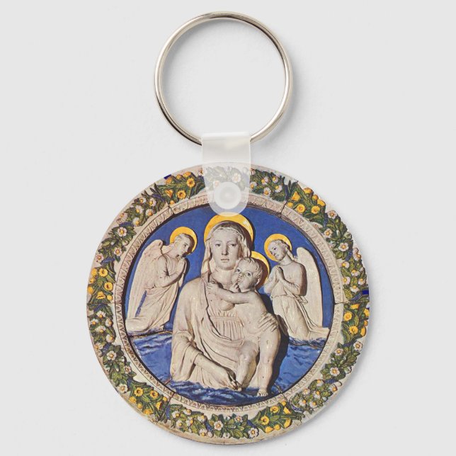 PORTE-CLÉS VIERGE AVEC ENFANT ET SAINTS (Recto)