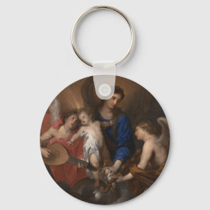 Porte-clés Vierge et enfant avec la musique faisant des anges