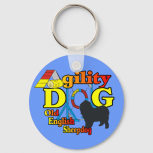 Porte-clés Vieux anglais Sheepdog Agility Shirts Cadeaux