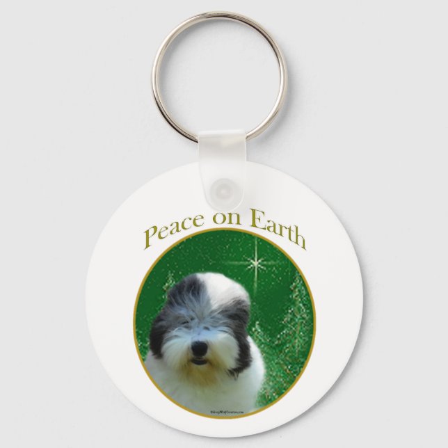 Porte-clés Vieux anglais Sheepdog Peace (Recto)
