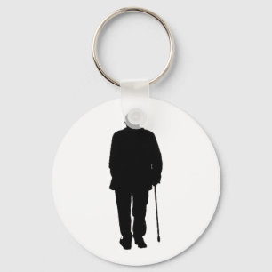 Porte-clés Vieux Homme Âgé Marcher Noir Silhouette Dessin