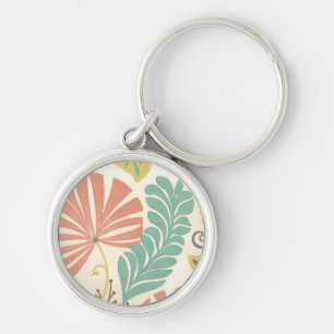 Porte-clés Vignes et feuille floraux en pastel sur l'arrière