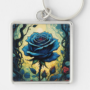 Porte-clés Vignes Rose bleu 1 Carré