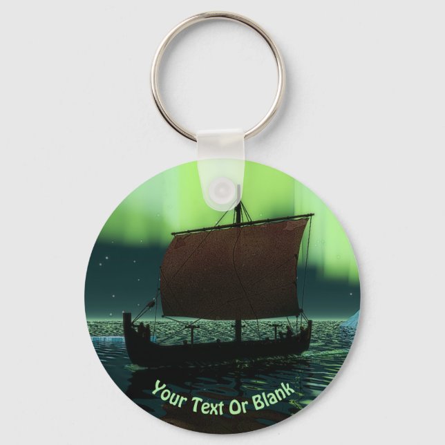 Porte-clés Viking Navire Et Lumières Du Nord (Recto)