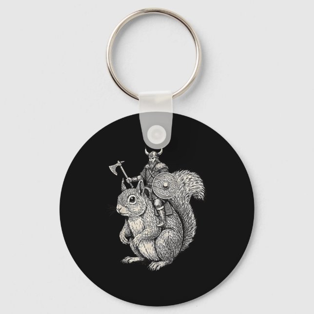 Porte-clés Viking Riding Squirrel Funny Warrior Art  (Recto)